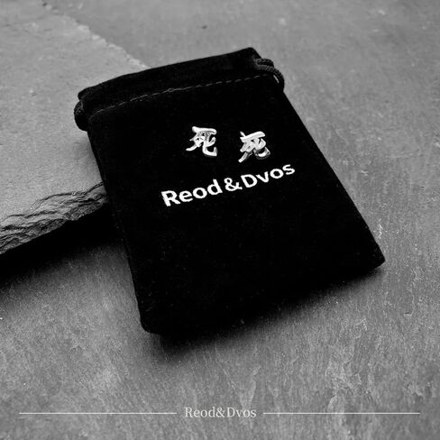 Death Kanji Stud Earrings for Japanese Stainless Steel Black Earring for Men Women in Saudi Arabia