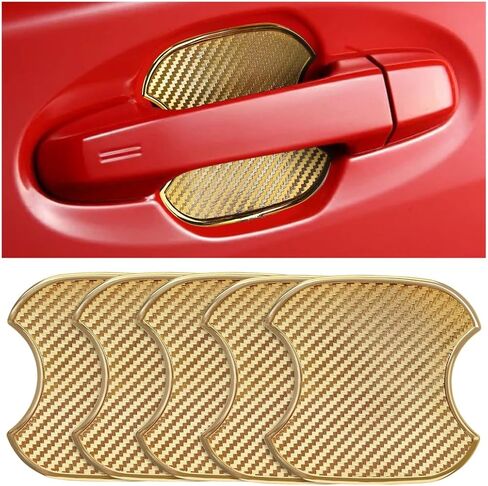 Mandark Car Door Handle Cup Scratch Protector, 4PCS 3D TPU Carbon Fiber Vehicle Door Bowl Sticker, Automotive Door Handle Paint Protective Film Cover Accessories, Universal for Most Cars (Large) in Kuwait
