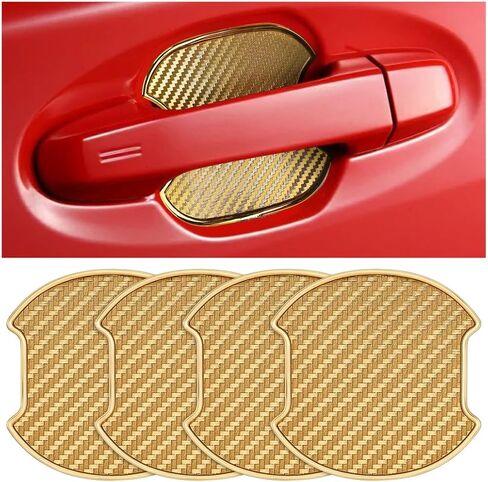 Mandark Car Door Handle Cup Scratch Protector, 4PCS 3D TPU Carbon Fiber Vehicle Door Bowl Sticker, Automotive Door Handle Paint Protective Film Cover Accessories, Universal for Most Cars (Large) in Kuwait