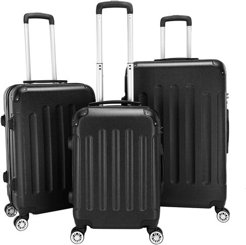 Generic Smart Luggage Set ABS Trolley Set – 20in/24in/28in Portable ABS Suitcase Trio Secure & Stylish 3-in-1 Ergonomic Trolley Case Rolling Luggage and Travel Bag Combination, Black in Saudi Arabia