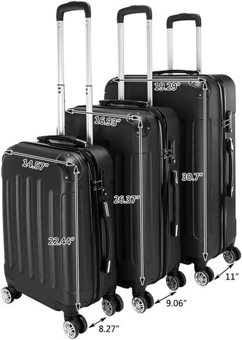 Generic Smart Luggage Set ABS Trolley Set – 20in/24in/28in Portable ABS Suitcase Trio Secure & Stylish 3-in-1 Ergonomic Trolley Case Rolling Luggage and Travel Bag Combination, Black in Saudi Arabia