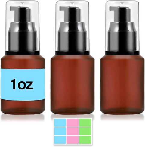 3PCS 60ML/2OZ Empty Green Frosted Glass Bottles with Pump Refillable Vial Cosmetic Dispenser Jars Storage Travel Lotion Container Portable Sample Bottle for Toiletries,Foundation,Cream,Gel,Lotion in Kuwait