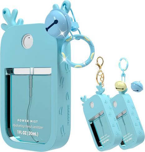 1 Pack Elk Silicone Case Compatible with Touchland Hand Sanitizer Spray (Fit for 1 FL OZ/30 mL Ver), Portable keychain, Small Bell, Cute Deer Antlers (Brown) in Saudi Arabia
