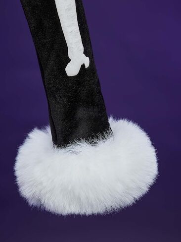 MEOWCOS Gothic Bodysuit Furry Hooded Black White Skull Pattern Halloween Costume Homewear with Tail and Socks in Saudi Arabia