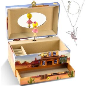 Mermaid Musical Jewelry Box for Girls – Plays Swan Lake, Includes Mermaid Necklace & Bracelet – Musical Jewelry Storage Organizer with Drawer & Spinning Figurine, Birthday Gift for Kids in Kuwait