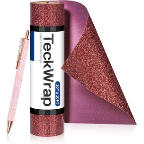 TECKWRAP Glitter HTV Heat Transfer Vinyl Roll - 10" x 5ft HTV Vinyl for Shirts, Iron on Vinyl for All Cutter Machine, Easy to Cut & Weed (Blue) in Kuwait