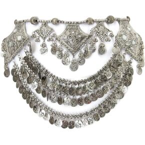 حزام ربطة عنق معدنية بشراشيب للعملات المعدنية - مجوهرات مبتكرة مصنوعة يدويًا - زي الرقص الشرقي والرقص واللباس وشاح الورك على الطراز القبلي الأمريكي مجوهرات الخصر المدمجة - إكسسوارات أزياء بوهو غجرية لمهرجان الهالوين in Kuwait