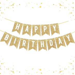 Hawaiian Happy Birthday Banner - Glittery Gold Birthday Banner for Party Decorations Birthday Sign Tropical Luau Summer Baby Shower Decor Party Supplies Decor in Kuwait