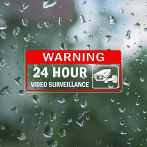 لافتة مراقبة بالفيديو 4 قطع - ملصقات أمان لعلامة المراقبة على مدار 24 ساعة، ملصق ذاتي اللصق لنافذة باب السيارة (ابتسم أنت على الكاميرا) in Kuwait