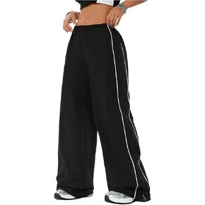 Women's Striped Side Casual Pants Elastic Waisted Wide Leg Trousers Streetwear Pants in Kuwait
