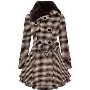 Zeagoo Women's Fashion Faux Fur Lapel Double-Breasted Thick Wool Trench Coat Winter Warm Jacket S-2XL in Saudi Arabia