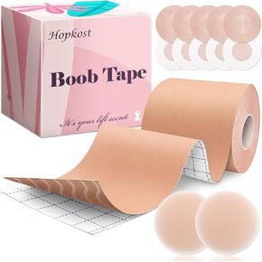 شريط رفع الثدي من Boob Tape للثدي الكبير مع قطعتين من أغطية الحلمات شريط غير مرئي لكأس A-G (بيج، 3 بوصات) in Saudi Arabia