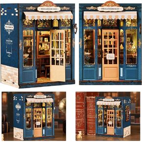 ISSEVE DIY Book Nook Kit، لغز خشبي ثلاثي الأبعاد DIY طقم منزل مصغر لتزيين رف الكتب، حامل كتاب سحري لبيت الكتب ورف الكتب للبالغين مع ضوء مستشعر (مكتبة الكتب) in Kuwait