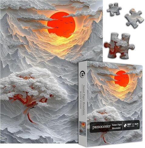 الألغاز الجبلية للبالغين 1000 قطعة ، Nature Tree River Canyon Sunset Forest Landscape Landscape Puzzle in Kuwait
