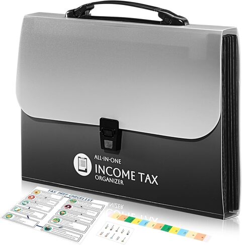 Janlaugh Tax Record Organizer All in One Income Tax Document Organizer 13 Pockets Expanding File Folder Portable Monthly Paper Bill Receipt Holder A4 Letter Size in Kuwait
