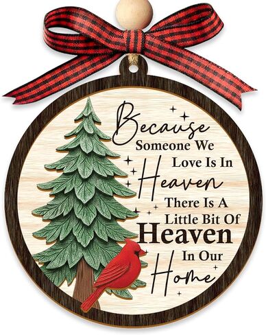 Heaven in Our Home Christmas Memorial Ornament 2025 – Cardinal Christmas Ornaments with 2 Layers, Sympathy Gift for Loss of Loved One, Memorial Gifts for Loss of Mom, Dad, Grandma, Cardinal Gifts in Saudi Arabia