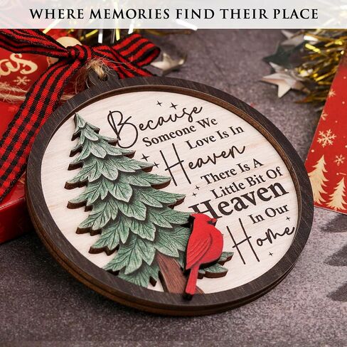 Heaven in Our Home Christmas Memorial Ornament 2025 – Cardinal Christmas Ornaments with 2 Layers, Sympathy Gift for Loss of Loved One, Memorial Gifts for Loss of Mom, Dad, Grandma, Cardinal Gifts in Saudi Arabia