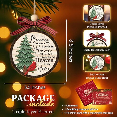 Heaven in Our Home Christmas Memorial Ornament 2025 – Cardinal Christmas Ornaments with 2 Layers, Sympathy Gift for Loss of Loved One, Memorial Gifts for Loss of Mom, Dad, Grandma, Cardinal Gifts in Saudi Arabia