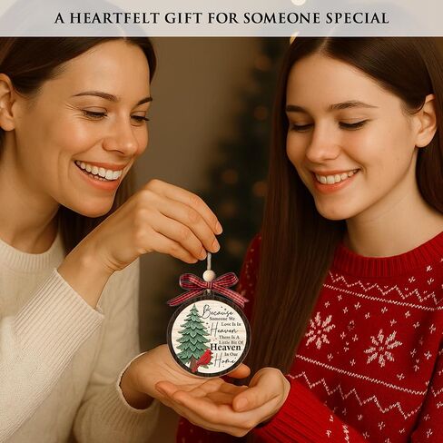 Heaven in Our Home Christmas Memorial Ornament 2025 – Cardinal Christmas Ornaments with 2 Layers, Sympathy Gift for Loss of Loved One, Memorial Gifts for Loss of Mom, Dad, Grandma, Cardinal Gifts in Saudi Arabia