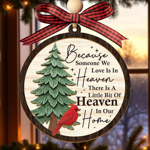 Heaven in Our Home Christmas Memorial Ornament 2025 – Cardinal Christmas Ornaments with 2 Layers, Sympathy Gift for Loss of Loved One, Memorial Gifts for Loss of Mom, Dad, Grandma, Cardinal Gifts in Saudi Arabia