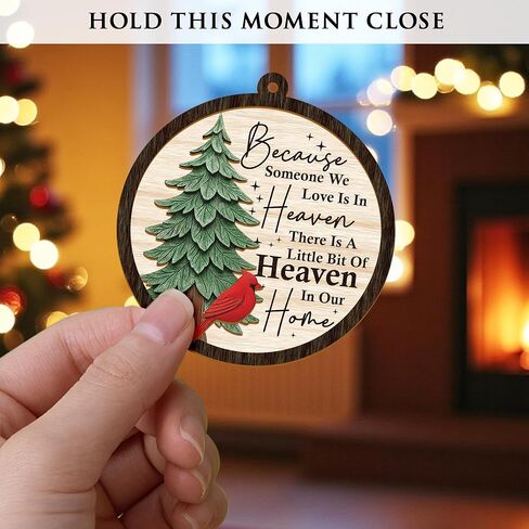 Heaven in Our Home Christmas Memorial Ornament 2025 – Cardinal Christmas Ornaments with 2 Layers, Sympathy Gift for Loss of Loved One, Memorial Gifts for Loss of Mom, Dad, Grandma, Cardinal Gifts in Saudi Arabia