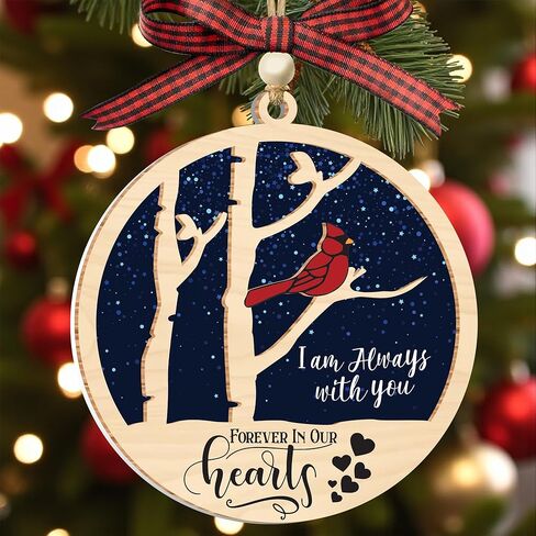 Heaven in Our Home Christmas Memorial Ornament 2025 – Cardinal Christmas Ornaments with 2 Layers, Sympathy Gift for Loss of Loved One, Memorial Gifts for Loss of Mom, Dad, Grandma, Cardinal Gifts in Saudi Arabia