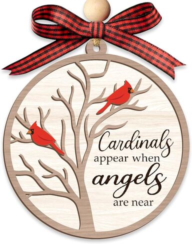 Heaven in Our Home Christmas Memorial Ornament 2025 – Cardinal Christmas Ornaments with 2 Layers, Sympathy Gift for Loss of Loved One, Memorial Gifts for Loss of Mom, Dad, Grandma, Cardinal Gifts in Saudi Arabia