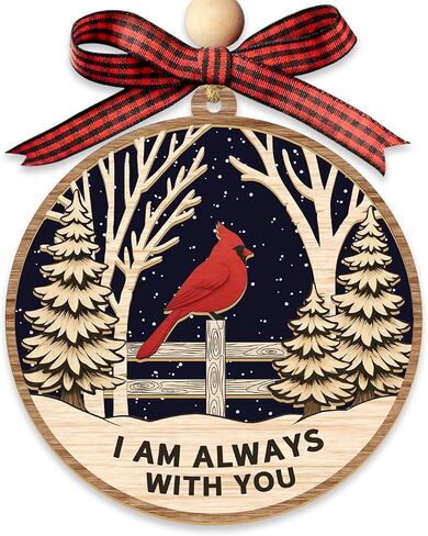 Heaven in Our Home Christmas Memorial Ornament 2025 – Cardinal Christmas Ornaments with 2 Layers, Sympathy Gift for Loss of Loved One, Memorial Gifts for Loss of Mom, Dad, Grandma, Cardinal Gifts in Saudi Arabia