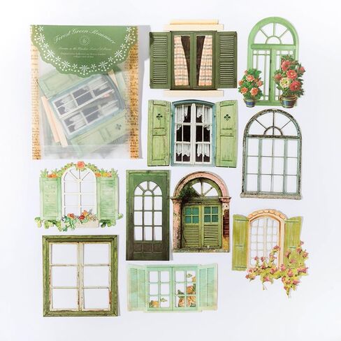 10pcs Vintage Hollow Window Collage Cards Stickers Pack DIY Diary Junk Journal Decoration Label Sticker Album Scrapbooking in Saudi Arabia