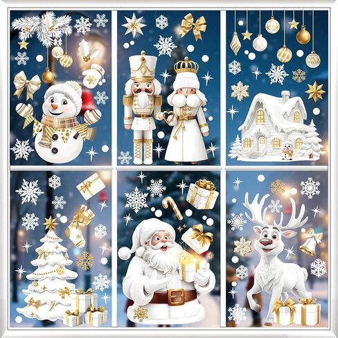 decalmile Christmas Dogs Cats Double Sided Window Clings Reusable Pet Puppy Kitty Snowman Snowflake Gifts Anti-Collision Glass Doors Window Stickers Decals in Saudi Arabia