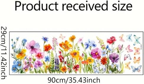 Extra Large Window Stickers Clings - 35x11 Inch Flowers & Butterflies Pattern for Glass Surfaces, Bedroom, Living Room & Balcony Decor in Saudi Arabia