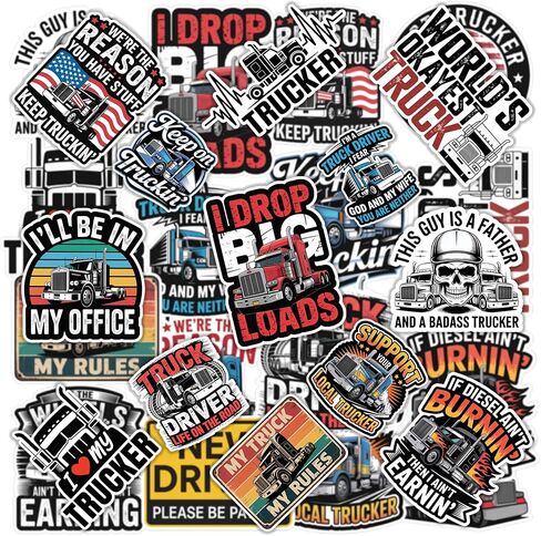 20pcs Truck Driver Sticker, Trucker Stickers for Men, Big Rig Semi, Diesel Mechanic Humor Toolbox Laptop Car Window Decor, Waterproof Vinyl in Saudi Arabia