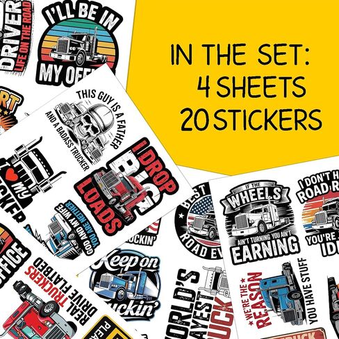 20pcs Truck Driver Sticker, Trucker Stickers for Men, Big Rig Semi, Diesel Mechanic Humor Toolbox Laptop Car Window Decor, Waterproof Vinyl in Saudi Arabia