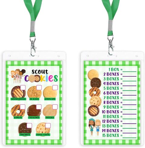 Scout Cookie Price List Reference Girl Cookie Booth Lanyard | 5 pk 4x6" in Clear Sleeve with Green Lanyard Sales Tracker Sold Here Cookies Stop Sign Door Hanger in Kuwait