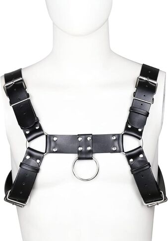 Men's Adjustable Leather Chest Body Harness for Cosplay, Black Leather Costume Shoulder Belt for Role-playing in Saudi Arabia
