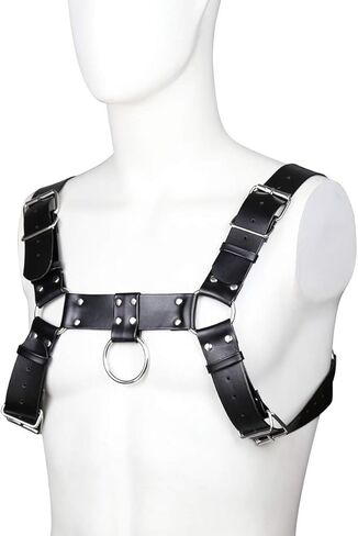 Men's Adjustable Leather Chest Body Harness for Cosplay, Black Leather Costume Shoulder Belt for Role-playing in Saudi Arabia