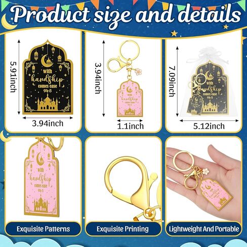 Tondiamo 6 Set Quran Keychains Gifts Bulk Islamic Mental Keychains with Cards Pink Black Muslim Key Holder for Women Men Gold Ramadan Accessories Islamic Hanging Key-ring Gift for Purse Handbag Pocket in Saudi Arabia