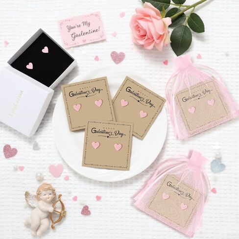 Tondiamo 12 مجموعة هدايا عيد الحب Galentine السائبة القلب القرط عيد الحب عيد الحب حفلة تفضل الأقراط المضادة للحساسية للنساء الحشو مع بطاقة وحقيبة تخزين لأصدقاء النساء Bestie in Saudi Arabia