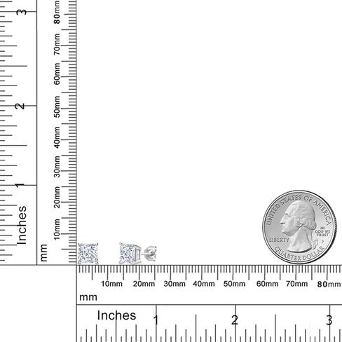 جوهرة ستون كينغ 14K الذهب الأبيض الأميرة 6MM الأحجار الكريمة جوهرة الميلاد أقراط | الشق المزدوج | أقراط ذهبية للنساء والرجال in Kuwait