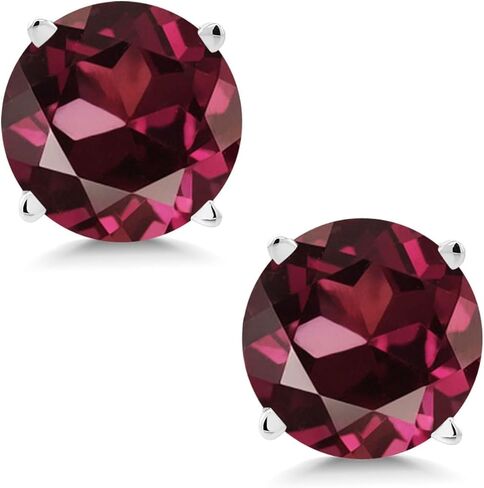 Gem Stone King 14K White Gold Red Rhodolite Garnet Stud Earrings For Women Men | 2.00 Cttw | Gemstone Birthstone | Round 6MM | Fine Jewelry Gifts for Her Mom Women Wife in Saudi Arabia