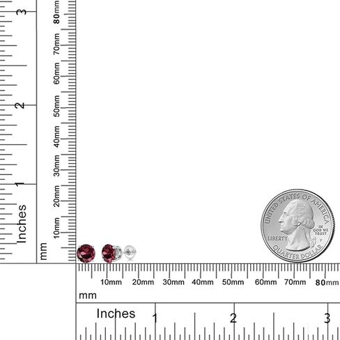 Gem Stone King 14K White Gold Red Rhodolite Garnet Stud Earrings For Women Men | 2.00 Cttw | Gemstone Birthstone | Round 6MM | Fine Jewelry Gifts for Her Mom Women Wife in Saudi Arabia