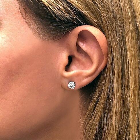 0.80 إلى 1.90 قيراط D-E اللون وVS1-VS2 Clarity Lab Grown Diamond أقراط دائرية للنساء I 14k أقراط من الذهب الأبيض لها I cttw I 4-Prong Set برغي خلفي صنع في الولايات المتحدة الأمريكية بواسطة مجوهرات بيفرلي هيلز in Kuwait