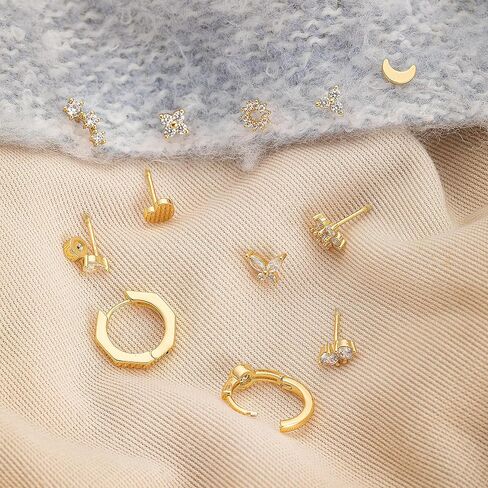 14K Gold Flat Back Earrings Hypoallergenic for Women Cartilage Earring Stacks Surgical Steel Earring for Sensitive Ears Flatback Stud Hoop Cartilage Earring for Multiple Piercing in Saudi Arabia