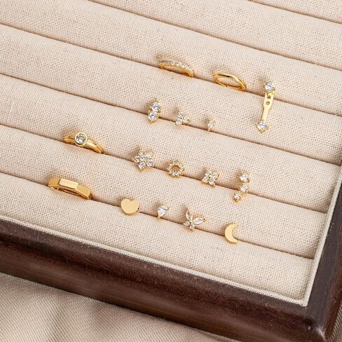 14K Gold Flat Back Earrings Hypoallergenic for Women Cartilage Earring Stacks Surgical Steel Earring for Sensitive Ears Flatback Stud Hoop Cartilage Earring for Multiple Piercing in Saudi Arabia