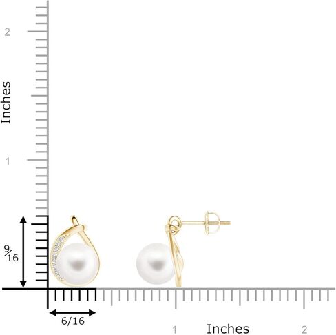 ANGARA Freshwater Pearl Earrings for Women | Round Freshwater Cultured Pearl Diamond Stud Earrings in 14K Solid Gold/Platinum | June Birthday, Anniversary, Gemstone Jewellery Gift in Saudi Arabia