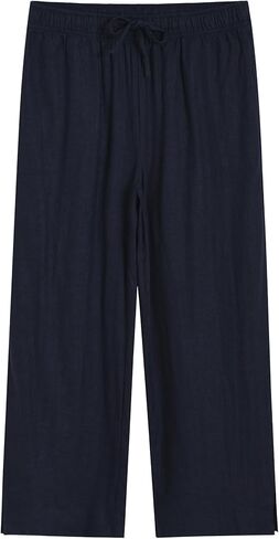 Latuza Women's 25'' Inseam Linen Cropped Wide Leg Lounge Pants with Pockets in Saudi Arabia