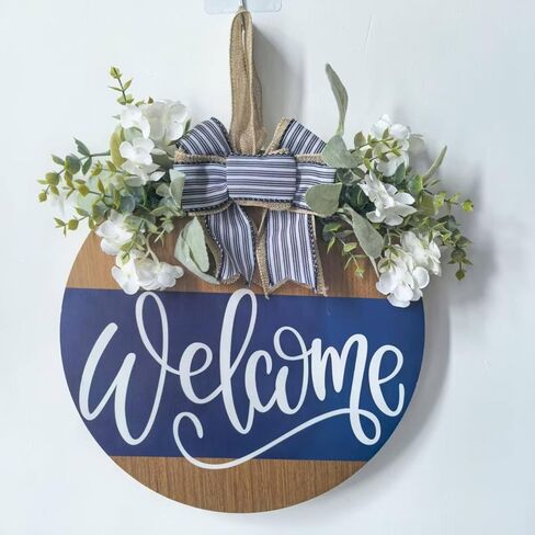 Welcome Wreaths Door Sign for Front Porch Decor Door Decorations Hanging Wreath Outdoor for Farmhouse Christmas Housewarming Gift in Saudi Arabia