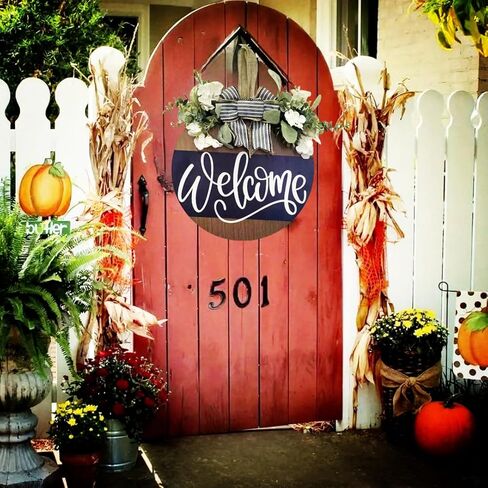 Welcome Wreaths Door Sign for Front Porch Decor Door Decorations Hanging Wreath Outdoor for Farmhouse Christmas Housewarming Gift in Saudi Arabia
