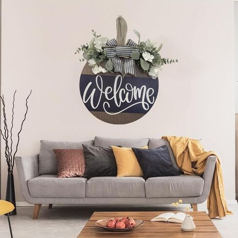 Welcome Wreaths Door Sign for Front Porch Decor Door Decorations Hanging Wreath Outdoor for Farmhouse Christmas Housewarming Gift in Saudi Arabia
