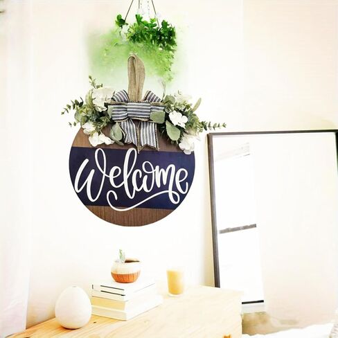 Welcome Wreaths Door Sign for Front Porch Decor Door Decorations Hanging Wreath Outdoor for Farmhouse Christmas Housewarming Gift in Saudi Arabia